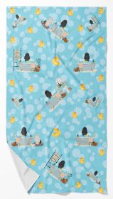 Black Poodle in Bathtub Bath Towel Large Oversized Plush Fitness Body Towel, Ultra Soft Absorbent Quick Drying, 42"L x 24"W