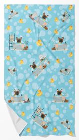 Brown French Bulldog in Bathtub Bath Towel Large Oversized Plush Fitness Body Towel, Ultra Soft Absorbent Quick Drying, 42"L x 24"W
