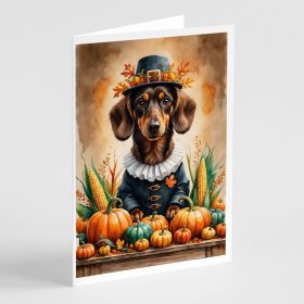 Chocolate Dachshund Thanksgiving Greeting Cards Pack of 8 Blank Cards with Envelopes Whimsical A7 Size 5x7