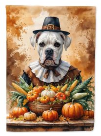White Boxer Thanksgiving Garden Flag Mailbox Flag Decorative Yard Flag Banner Outside Patio Artwork Yard Flower Beds, Garden Size, Multicolor
