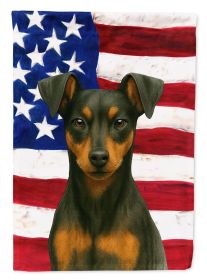 Black and Rust Miniature Pinscher American Flag House Flag Large Porch Sleeve Pole Decorative Outside Yard Banner Artwork Wall Hanging, Polyester