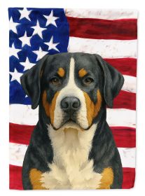 Greater Swiss Mountain Dog American Flag House Flag Large Porch Sleeve Pole Decorative Outside Yard Banner Artwork Wall Hanging, Polyester, House
