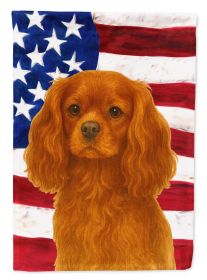 Ruby Cavalier Spaniel American Flag House Flag Large Porch Sleeve Pole Decorative Outside Yard Banner Artwork Wall Hanging, Polyester, House Size