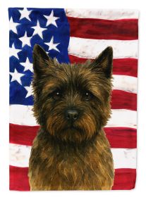 Brindle Cairn Terrier American Flag House Flag Large Porch Sleeve Pole Decorative Outside Yard Banner Artwork Wall Hanging, Polyester, House Size