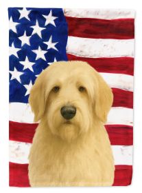 Wheaten Otterhound American Flag House Flag Large Porch Sleeve Pole Decorative Outside Yard Banner Artwork Wall Hanging, Polyester, House Size
