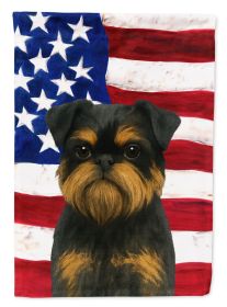 Black and Tan Brussels Griffon American Flag House Flag Large Porch Sleeve Pole Decorative Outside Yard Banner Artwork Wall Hanging, Polyester