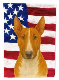 Red and White Bull Terrier American Flag House Flag Large Porch Sleeve Pole Decorative Outside Yard Banner Artwork Wall Hanging, Polyester, House