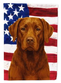 Chocolate Labrador Retriever American Flag House Flag Large Porch Sleeve Pole Decorative Outside Yard Banner Artwork Wall Hanging, Polyester