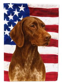 Liver German Shorthaired Pointer American Flag House Flag Large Porch Sleeve Pole Decorative Outside Yard Banner Artwork Wall Hanging, Polyester