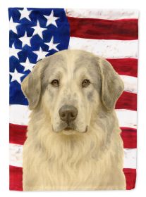 White with Gray Great Pyrenees American Flag House Flag Large Porch Sleeve Pole Decorative Outside Yard Banner Artwork Wall Hanging, Polyester