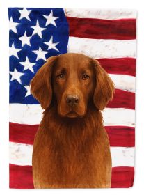 Liver Flat-Coated Retriever American Flag House Flag Large Porch Sleeve Pole Decorative Outside Yard Banner Artwork Wall Hanging, Polyester