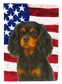 Black and Tan Cavalier Spaniel American Flag House Flag Large Porch Sleeve Pole Decorative Outside Yard Banner Artwork Wall Hanging, Polyester