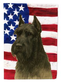 Black Giant Schnauzer American Flag House Flag Large Porch Sleeve Pole Decorative Outside Yard Banner Artwork Wall Hanging, Polyester, House Size