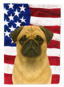 Fawn Pug American Flag House Flag Large Porch Sleeve Pole Decorative Outside Yard Banner Artwork Wall Hanging, Polyester, House Size, Multicolor