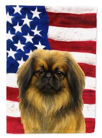 Sable Pekingese American Flag House Flag Large Porch Sleeve Pole Decorative Outside Yard Banner Artwork Wall Hanging, Polyester, House Size