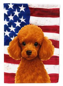 Red Toy Poodle American Flag House Flag Large Porch Sleeve Pole Decorative Outside Yard Banner Artwork Wall Hanging, Polyester, House Size, Multi