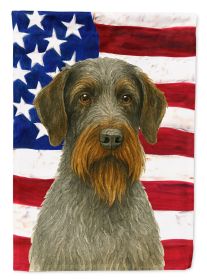 Steel Gray Wirehaired Pointing Griffon American Flag House Flag Large Porch Sleeve Pole Decorative Outside Yard Banner Artwork Wall Hanging, Poly