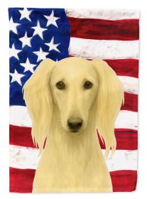 Cream Saluki American Flag House Flag Large Porch Sleeve Pole Decorative Outside Yard Banner Artwork Wall Hanging, Polyester, House Size, Multico