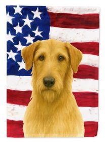 Wheaten Scottish Deerhound American Flag House Flag Large Porch Sleeve Pole Decorative Outside Yard Banner Artwork Wall Hanging, Polyester, House