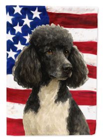 Parti Standard Poodle American Flag House Flag Large Porch Sleeve Pole Decorative Outside Yard Banner Artwork Wall Hanging, Polyester, House Size