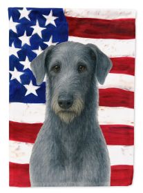 Blue-Gray Scottish Deerhound American Flag House Flag Large Porch Sleeve Pole Decorative Outside Yard Banner Artwork Wall Hanging, Polyester