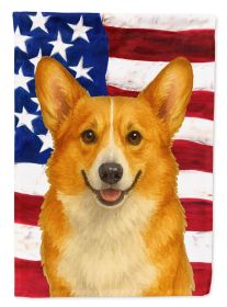 Red and White Pembroke Welsh Corgi American Flag House Flag Large Porch Sleeve Pole Decorative Outside Yard Banner Artwork Wall Hanging, Polyeste
