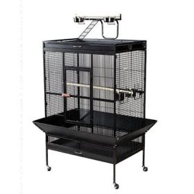 Select Wrought Iron Play Top Parrot Cage (Option: Pewter)
